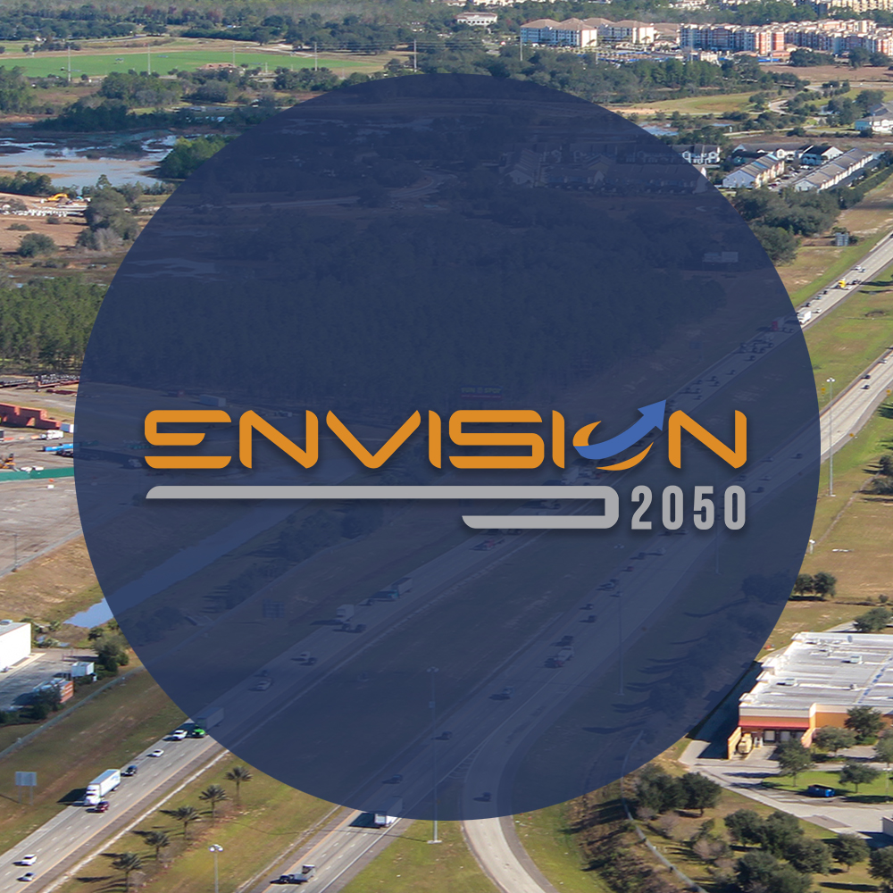 Envision 2050 logo over view of I-4