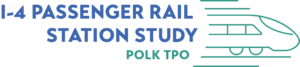 Logo “I-4 Passenger Rail Station Study – Polk TPO" with high speed train graphic
